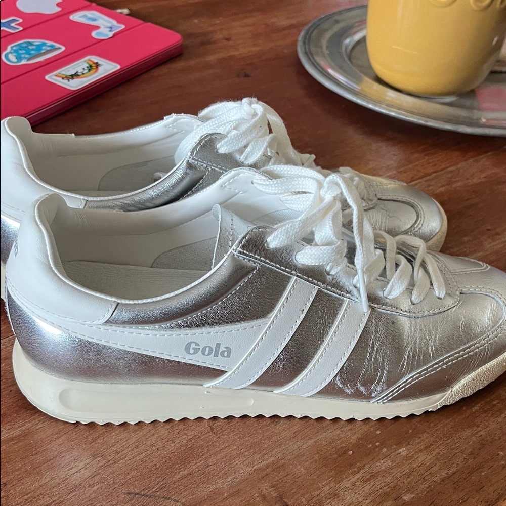 Gola women  Metallic Silver and White Sneakers